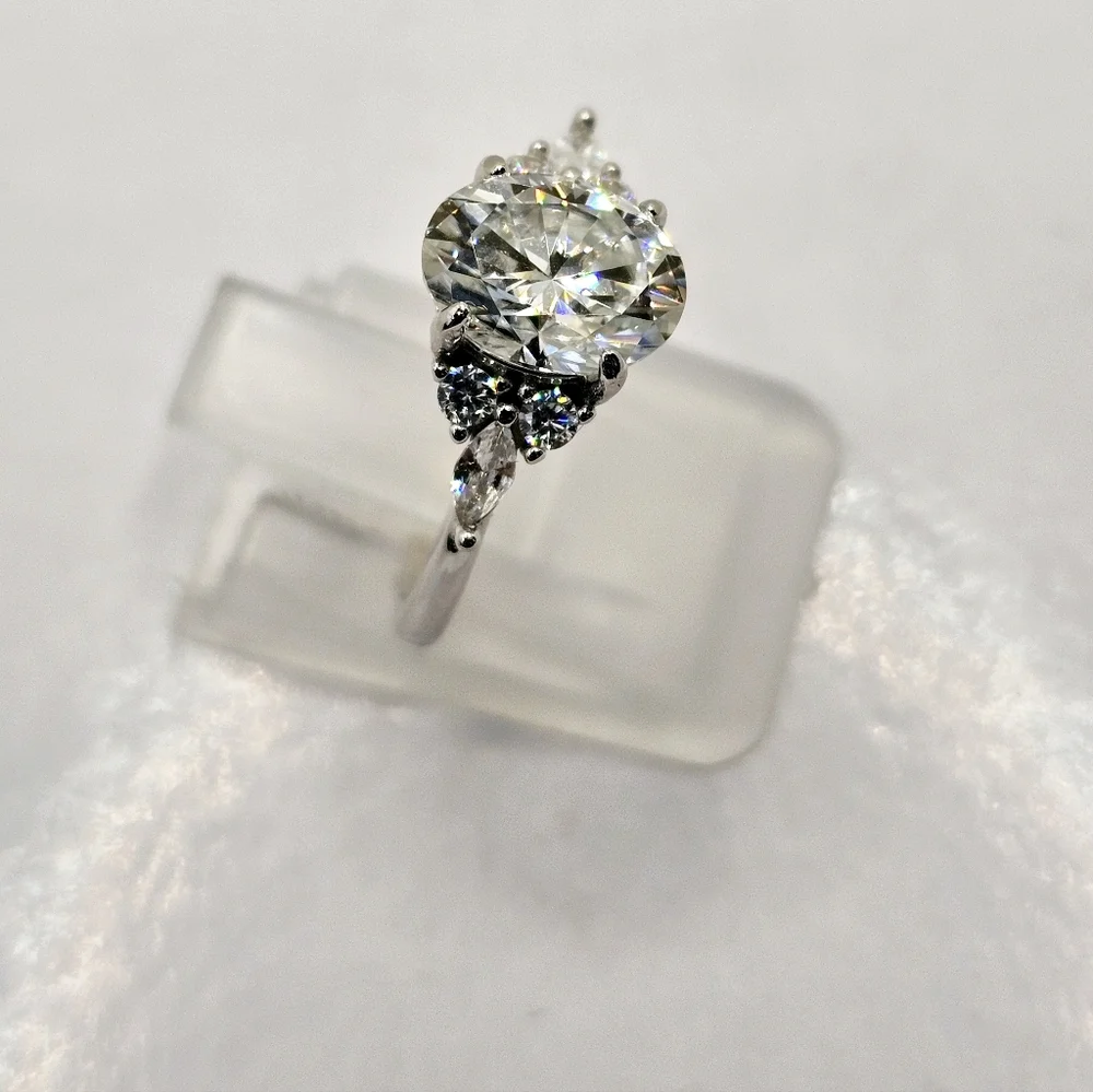 Certified GRA Moissanite Ring 18k Gold over Sterling Silver Sz 6! NEW - Picture 5 of 12